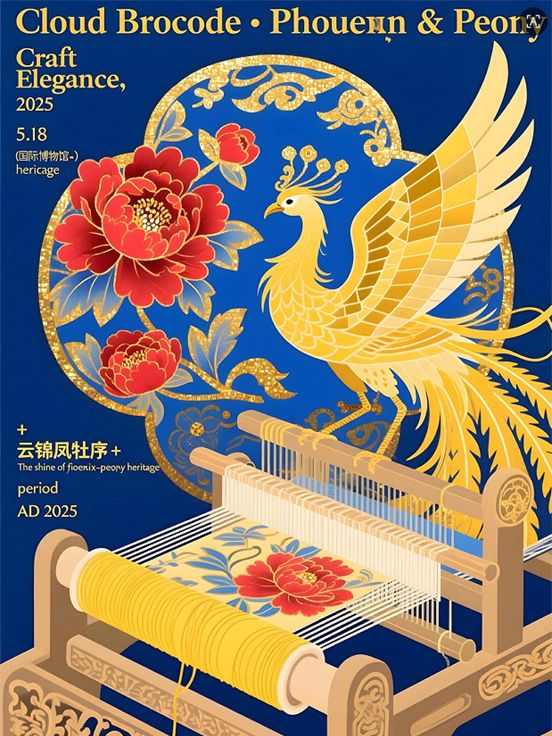 9款Qwen云锦纹样中式海报设计！附详细提示词