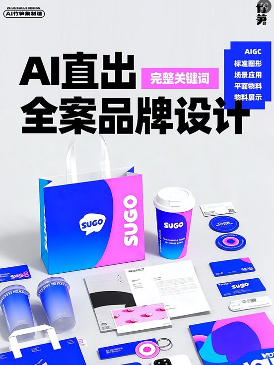 不用画图！AI直出10套全案品牌VI，附详细关键词